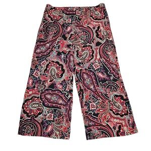 J. Jill Pants Size M Paisley Capris Crop Wide Leg Boho Pull‎ on Rayon Flowy